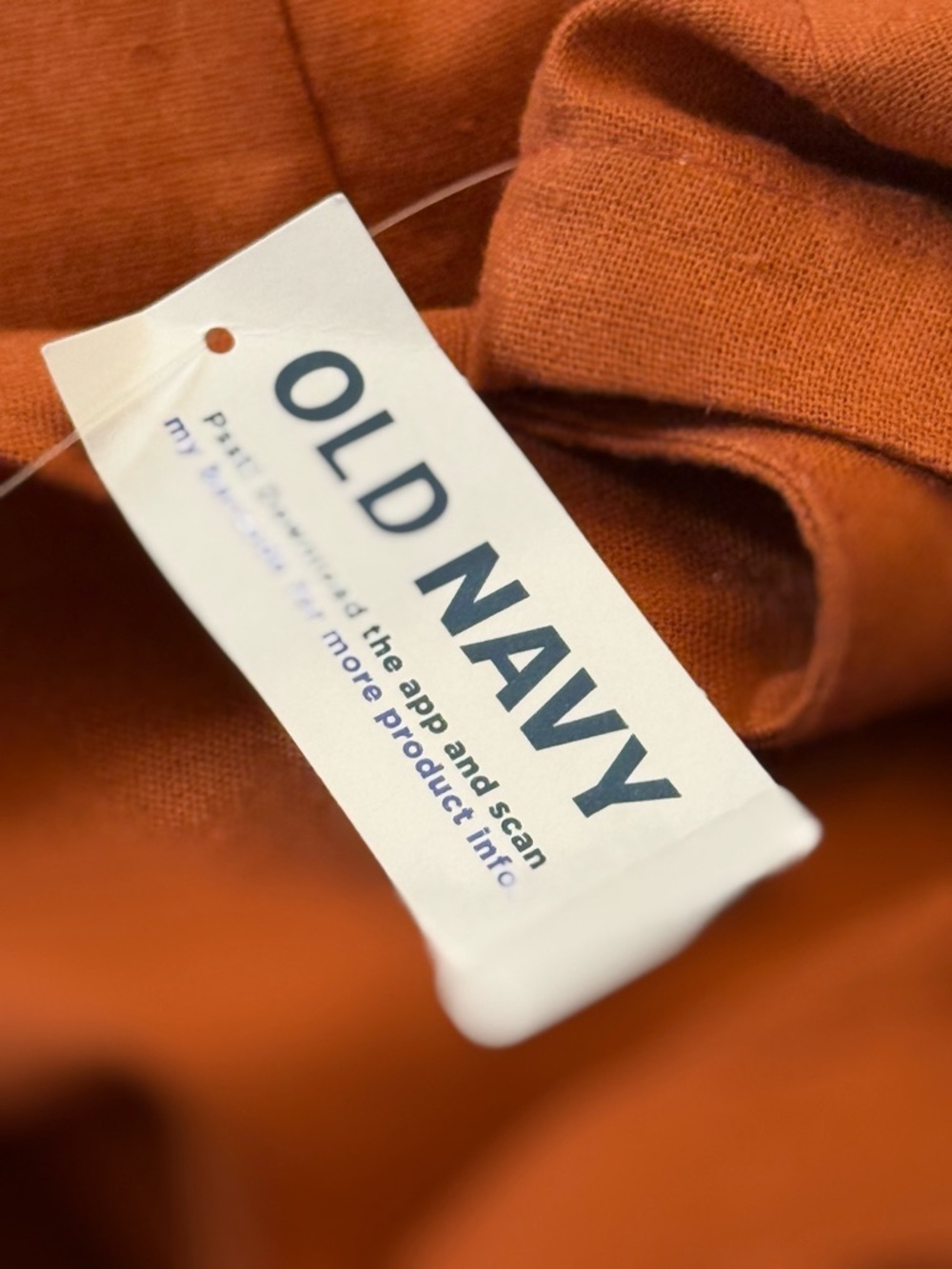 Old Navy Linen Blend Tank Dress Small Rust Orange Sleeveless Shift Dress - Picture 4 of 10